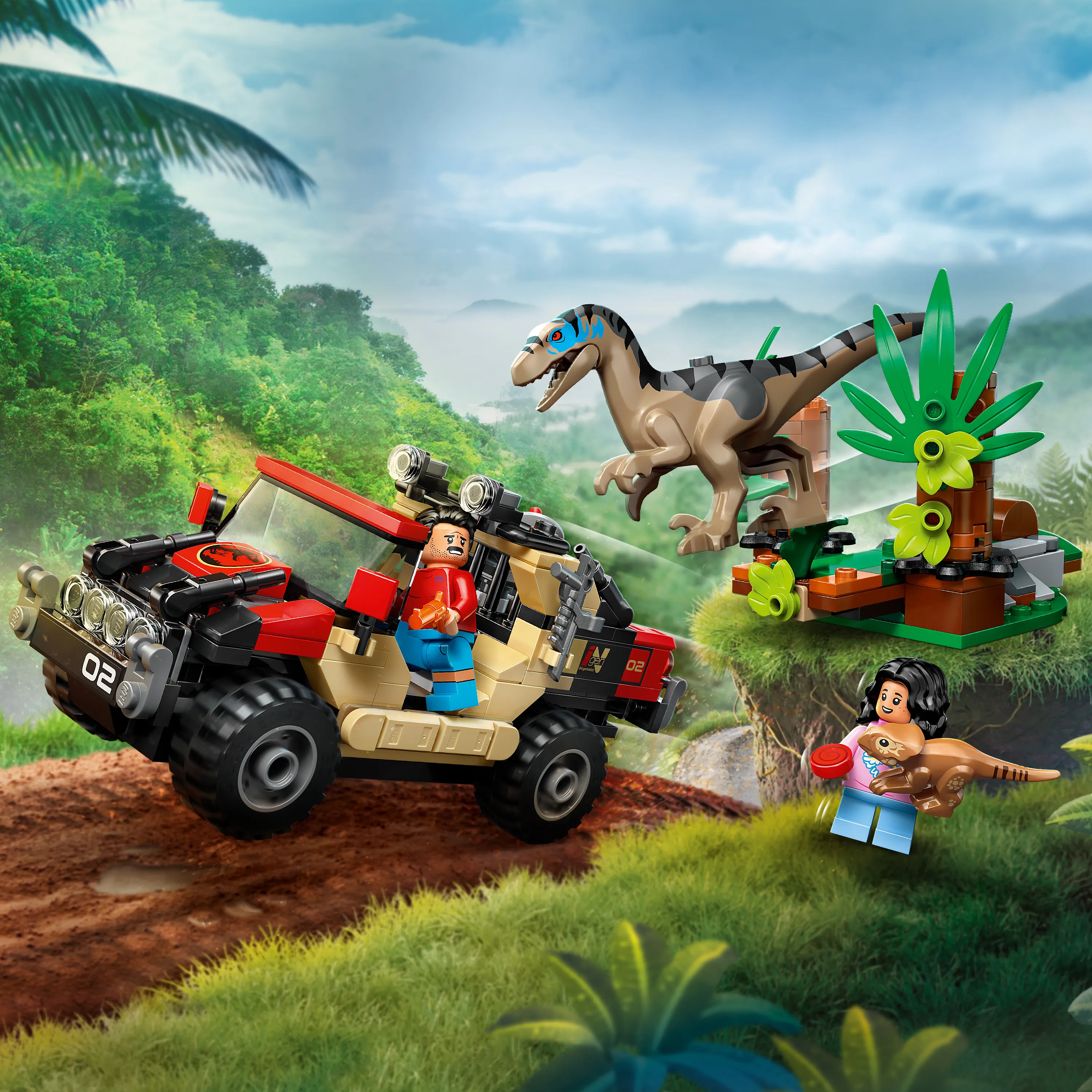 LEGO Jurassic World Raptor ja pako maastoautolla 76972