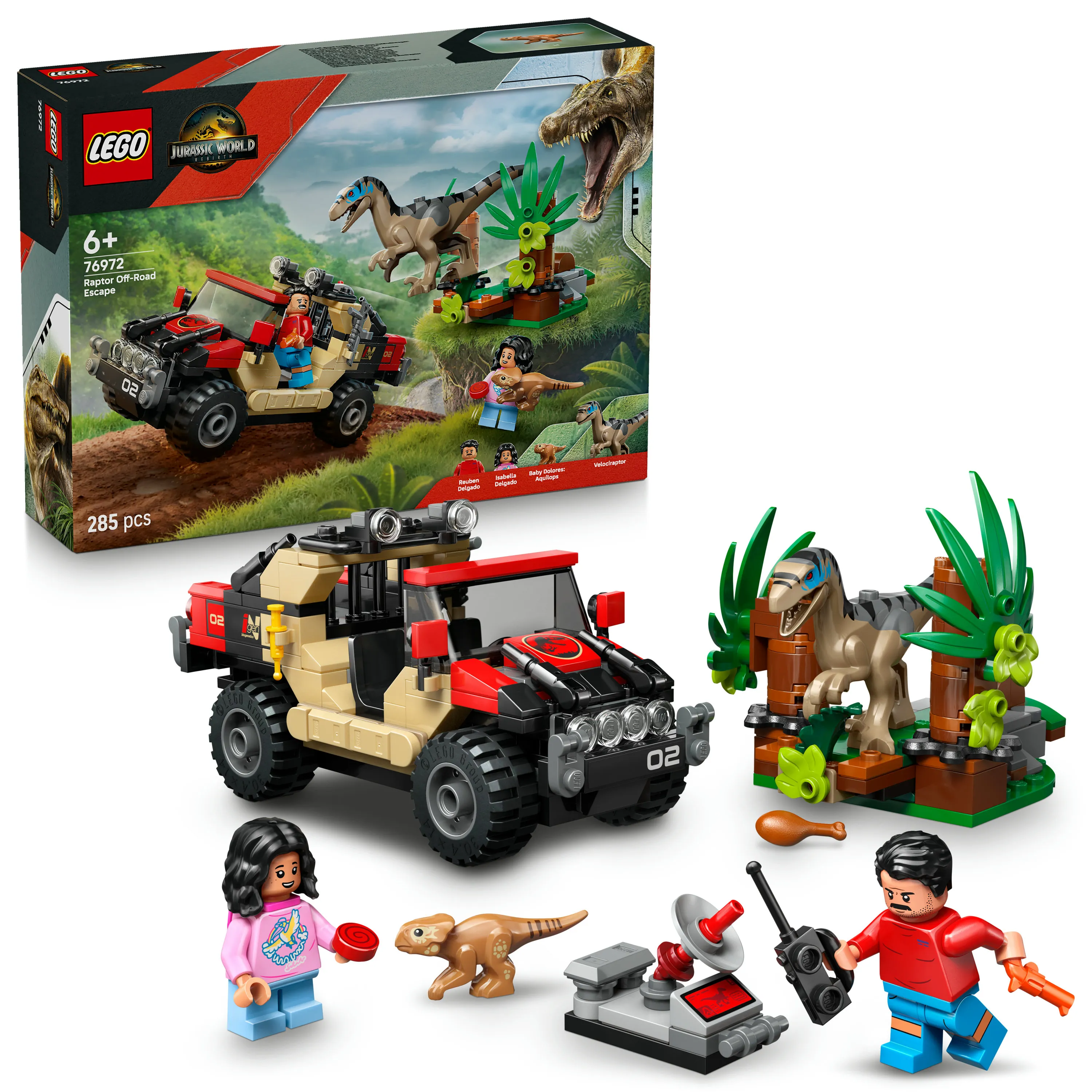 LEGO Jurassic World Raptor ja pako maastoautolla 76972