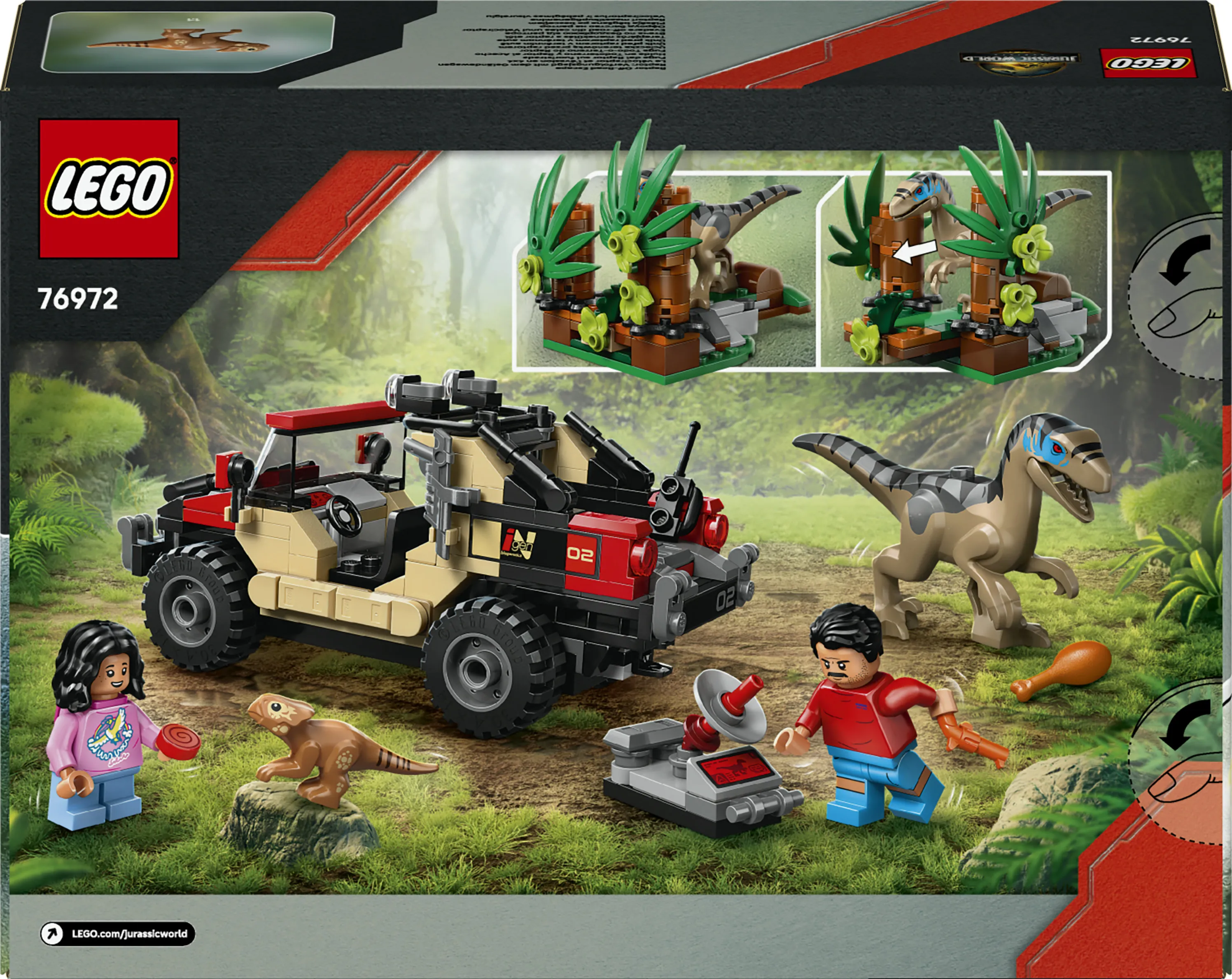 LEGO Jurassic World Raptor ja pako maastoautolla 76972