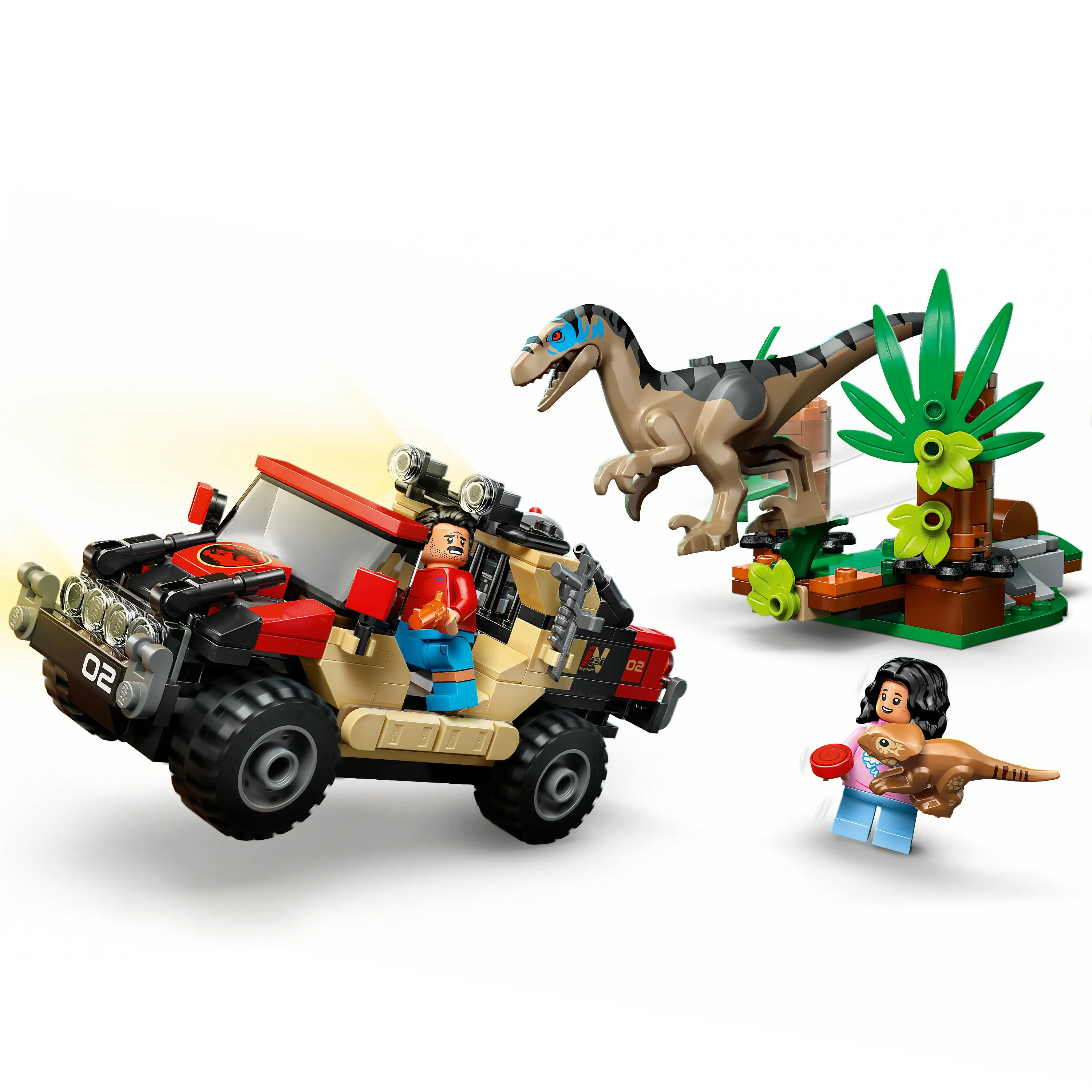 LEGO Jurassic World Raptor ja pako maastoautolla 76972