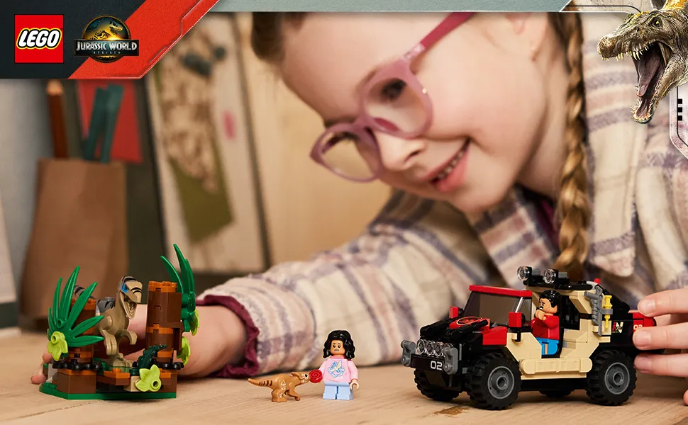 LEGO Jurassic World Raptor ja pako maastoautolla 76972