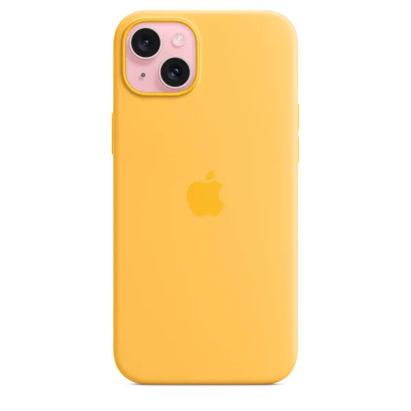 Apple iPhone 15 Plus, MagSafe -silikonikuori, Paisteenkeltainen