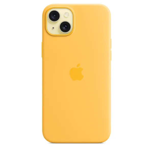Apple iPhone 15 Plus, MagSafe -silikonikuori, Paisteenkeltainen