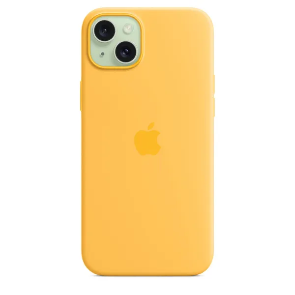 Apple iPhone 15 Plus, MagSafe -silikonikuori, Paisteenkeltainen