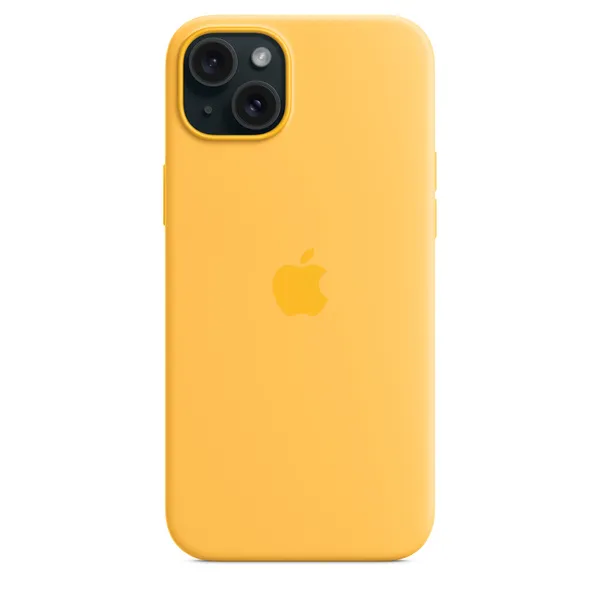 Apple iPhone 15 Plus, MagSafe -silikonikuori, Paisteenkeltainen