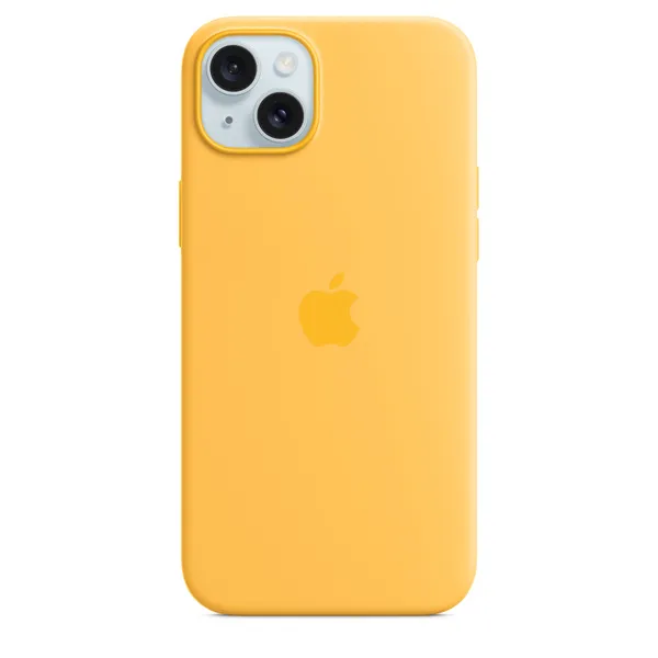 Apple iPhone 15 Plus, MagSafe -silikonikuori, Paisteenkeltainen