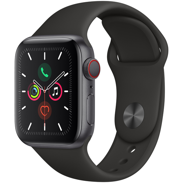 Apple Watch Series 5 GPS + Cellular, 40mm Space Grey Aluminium Case with Black Sport Band