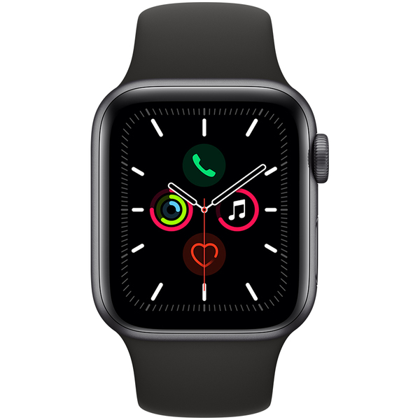Apple Watch Series 5 GPS + Cellular, 40mm Space Grey Aluminium Case with Black Sport Band