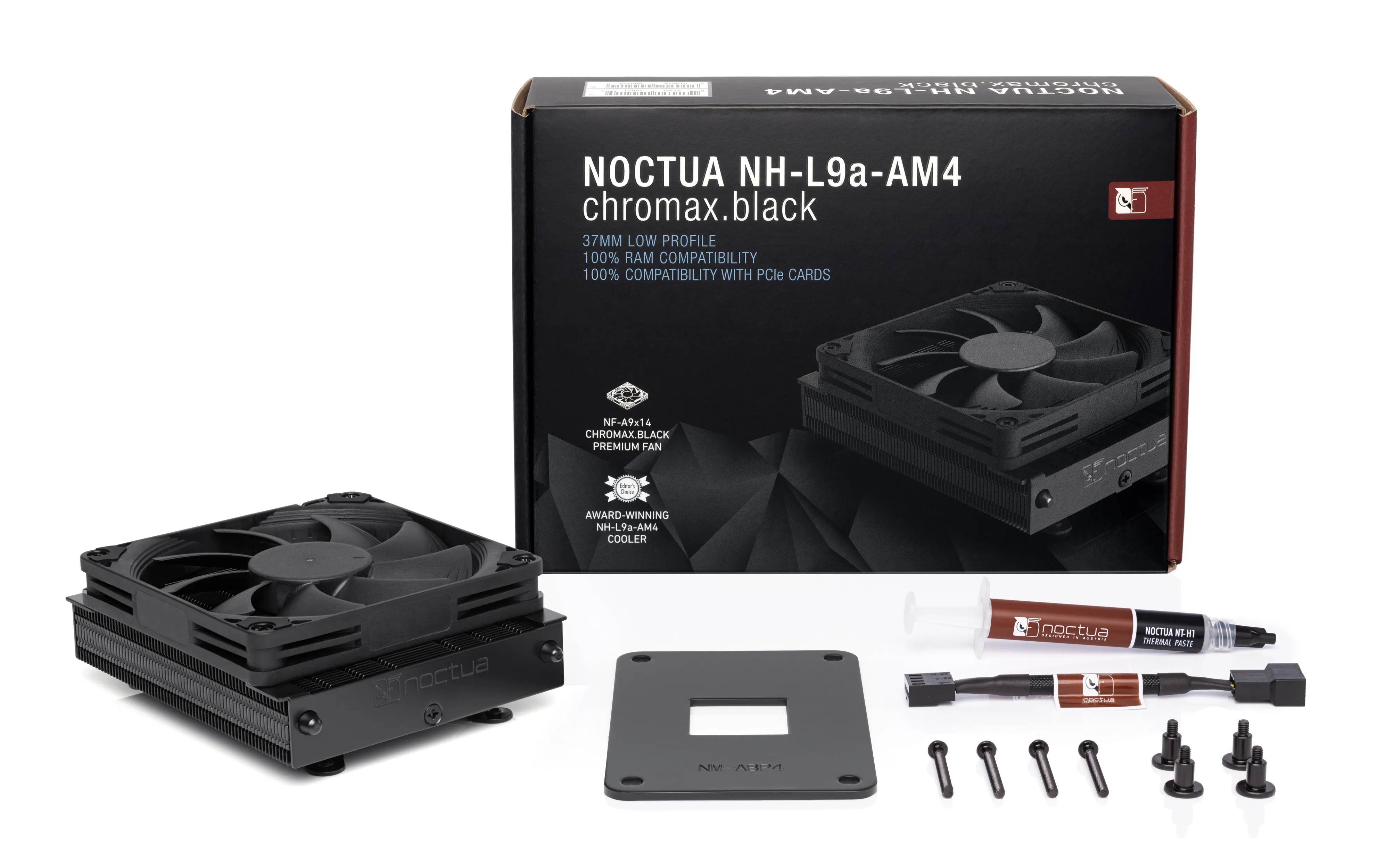 Noctua NH-L9a-AM4 chromax.black, 92 mm Low-profile CPU Cooler, Black