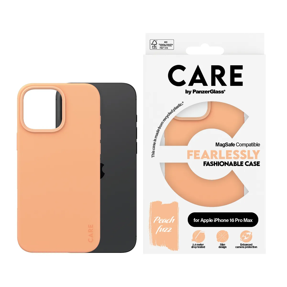 PanzerGlass CARE MagSafe Case for iPhone 16 Pro Max, Peach
