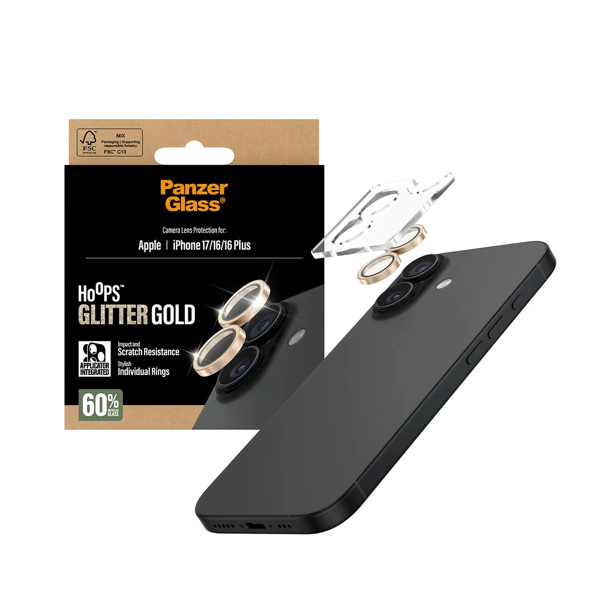 Panzerglass iPhone 17 / 16 / 16 Plus - linsskydd, Guld