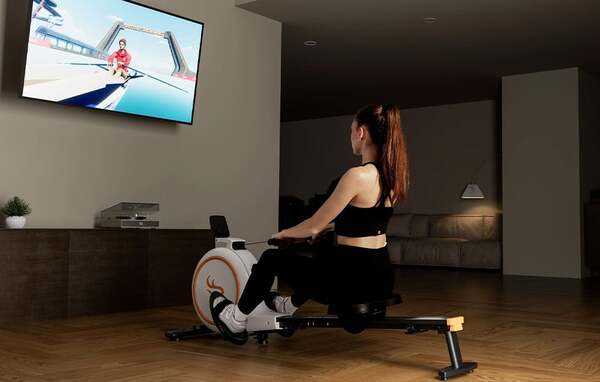 DEERRUN R1 Magnetic Rowing Machine, White, 32 Levels