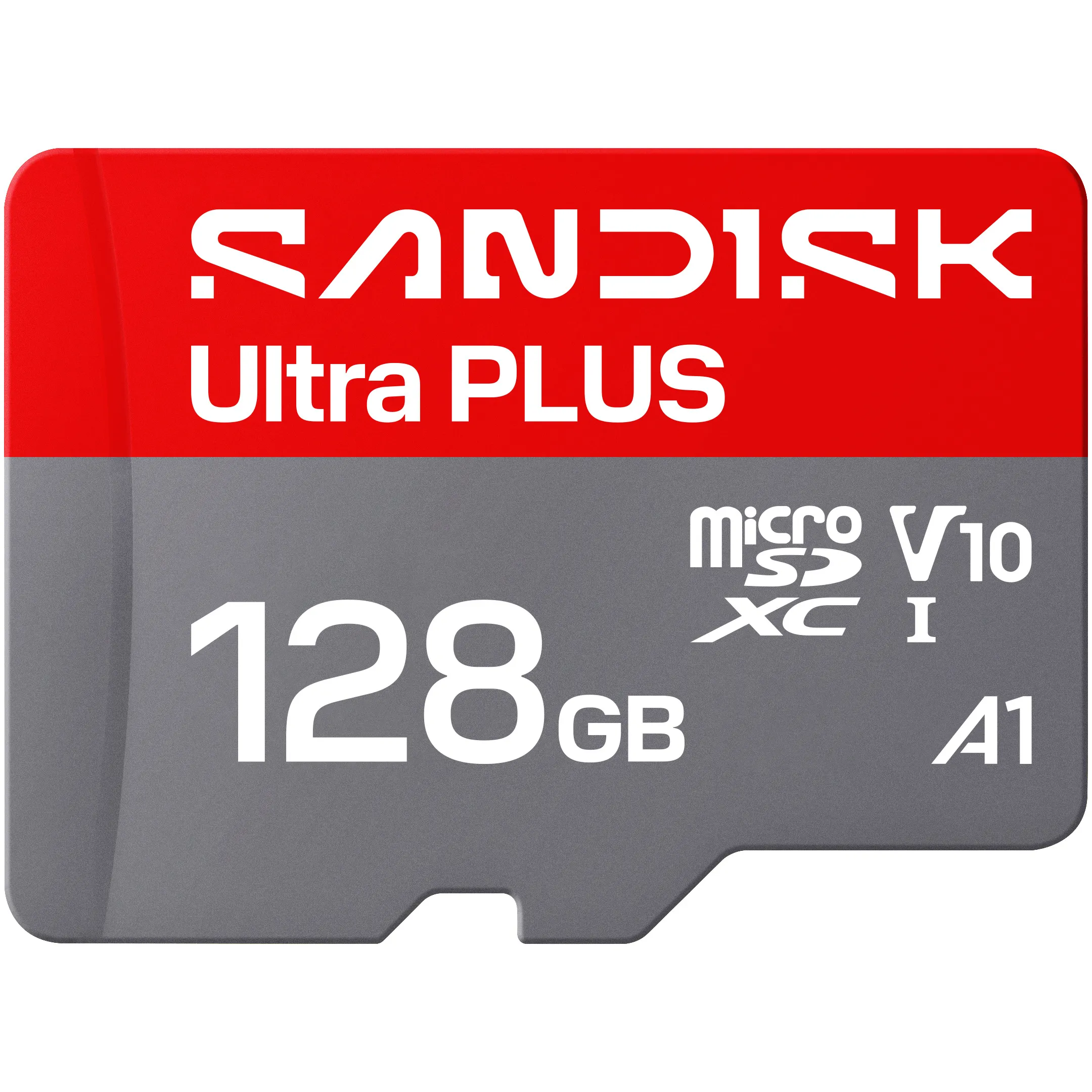 SanDisk Ultra PLUS 128 GB MicroSDXC UHS-I U1 kort + adapter, gr&aring;