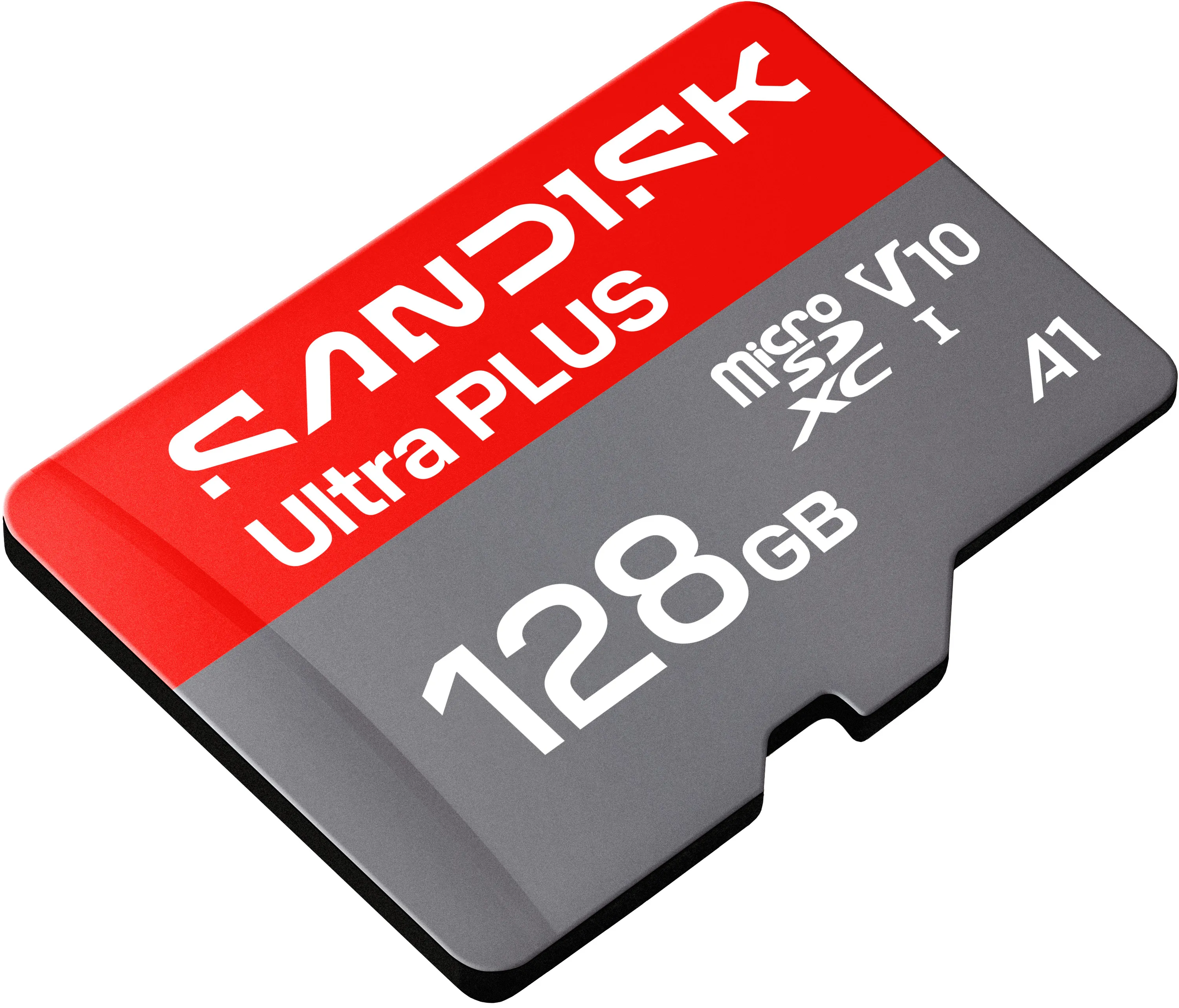 SanDisk Ultra PLUS 128 GB MicroSDXC UHS-I U1 kort + adapter, gr&aring;