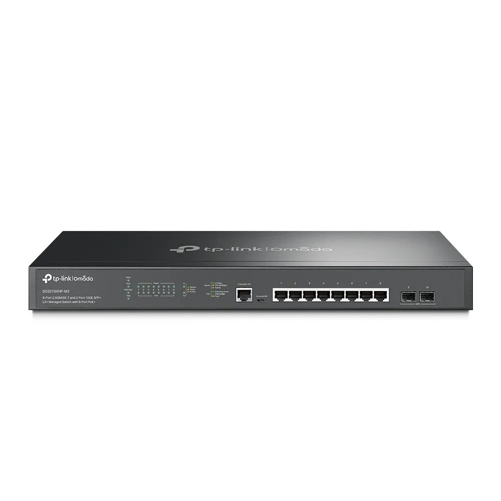 TP-LINK Omada 8-Port PoE+ 2.5GBASE-T L2+ Managed Switch with 2 10GE SFP+ Slots