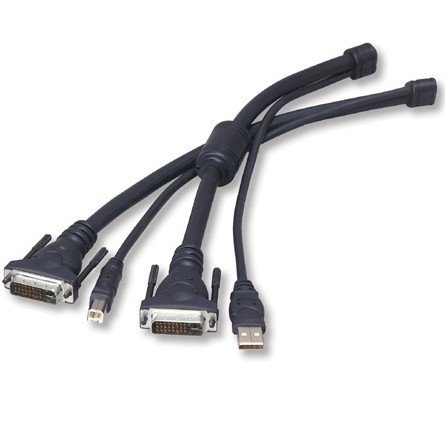 Belkin OmniView - Video / USB / audio -kaapelisarja - USB, stereo mini jack, DVI-I (uros) to stereo mini jack, USB Type B, DVI-I (uros) - 3 m - thumbscrews - ha