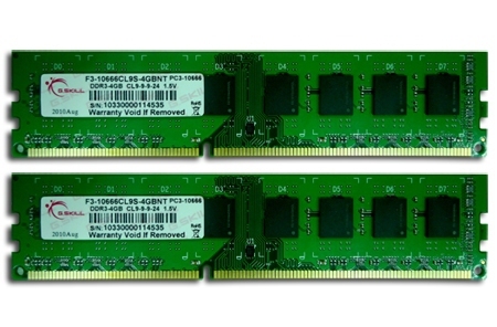 G.SKILL 8GB (2 x 4GB) DDR3 1333 MHz, CL9 Memory