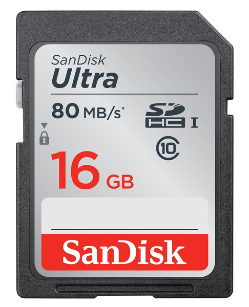 SanDisk 16 GB Ultra, UHS-I Class 10 SDHC-kort