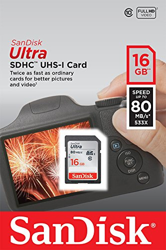 SanDisk 16 GB Ultra, UHS-I Class 10 SDHC-kort