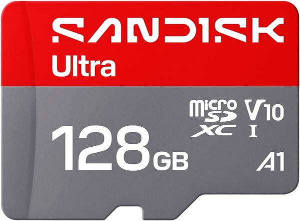SanDisk Ultra PLUS 128 GB MicroSDXC UHS-I U1 kort + adapter, gr&aring;