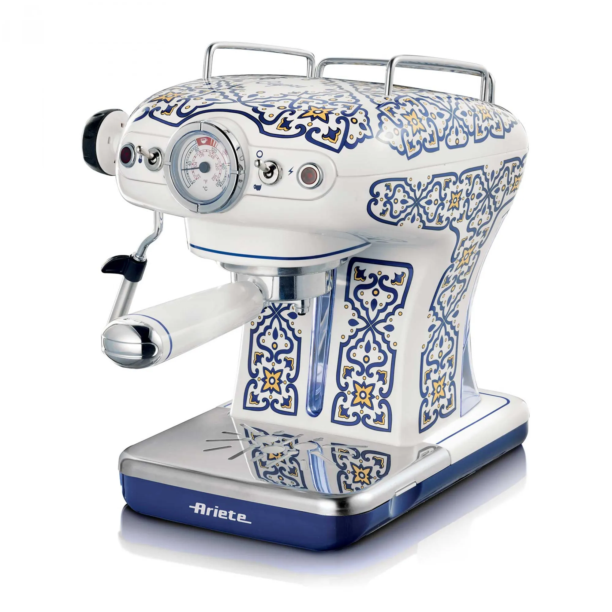 Ariete Capri 1389 espressomaskin, vit och ljusbl&aring;