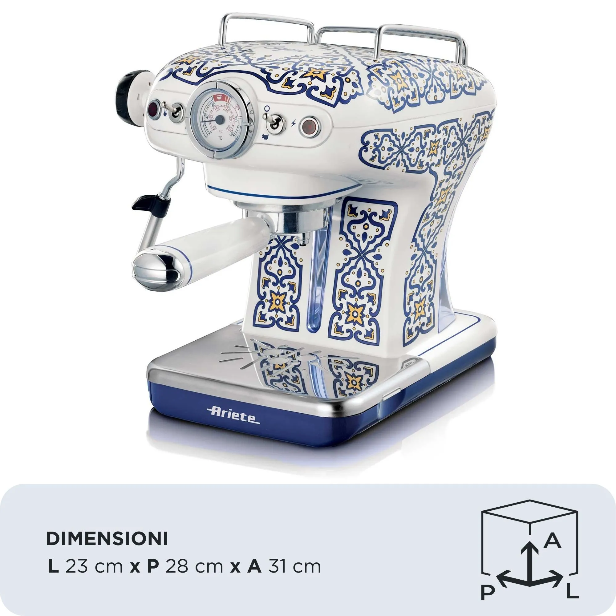 Ariete Capri 1389 espressomaskin, vit och ljusbl&aring;