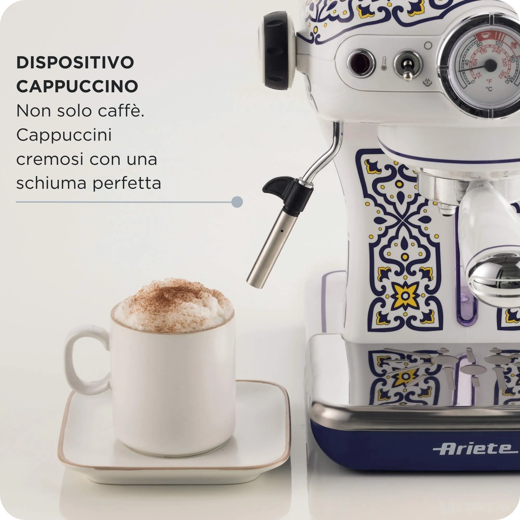 Ariete Capri 1389 espressomaskin, vit och ljusbl&aring;