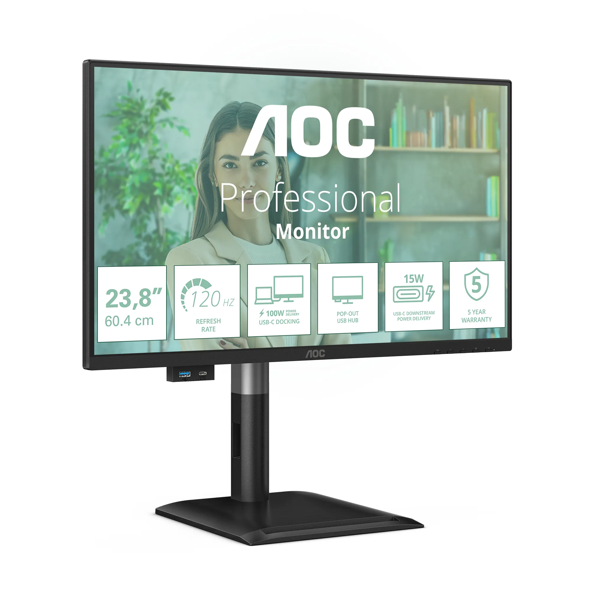 AOC 24P4CV 23.8" Full HD, IPS -n&auml;ytt&ouml;, USB-C hub