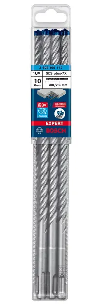 Bosch hammer drill bit SDS plus-7X 10x200x265mm 10pcs - 2608900172 EXPERT RANGE