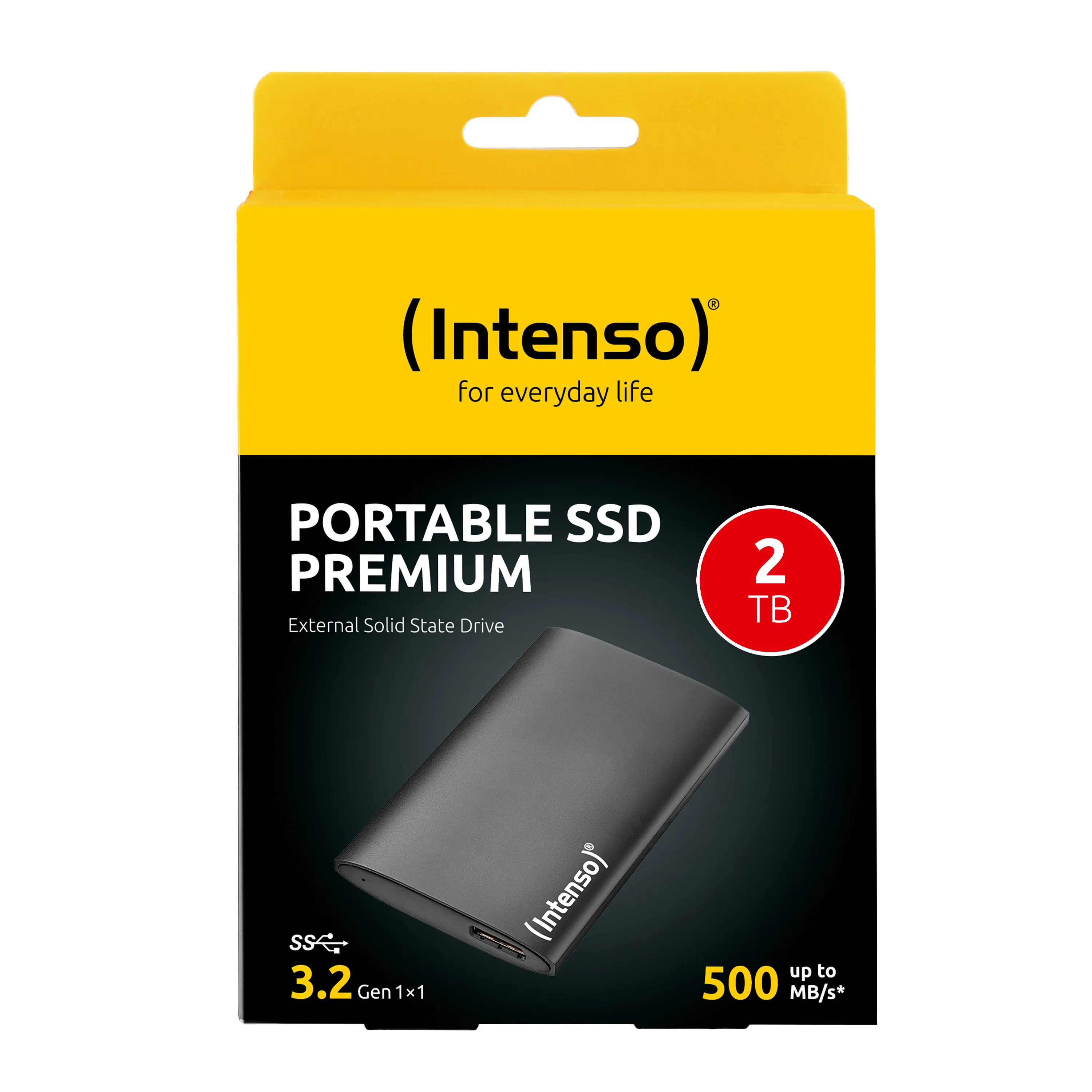 Intenso Aluminum Premium 2TB External SSD with USB 3.2 Gen 1 (USB-A), Portable, Black