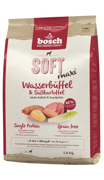 Bosch Soft Maxi Water Buffalo & Sweet Potato, Koiran kuivaruoka, Adult, Viljaton, Sensitive, 2,5 kg