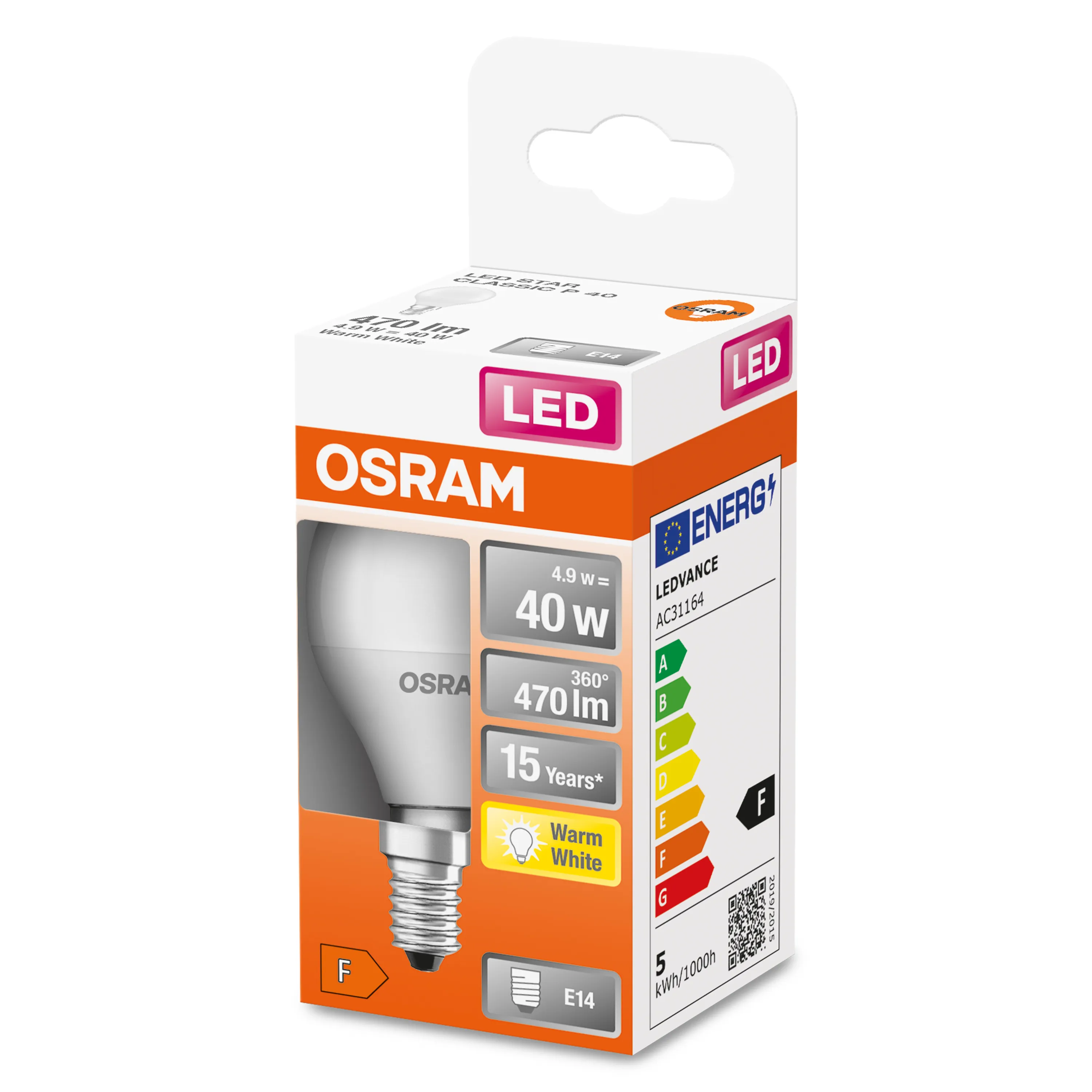 OSRAM LED Globe E14 5 watts 470 lumens 2700 kelvin Frosted