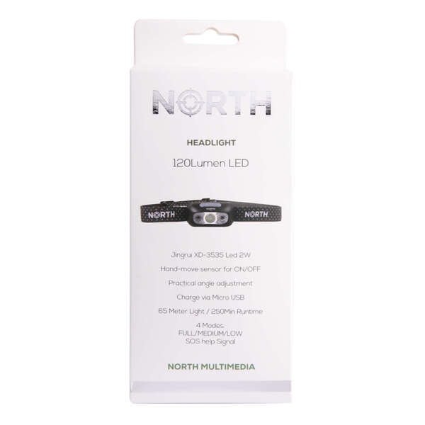 NORTH Pannlampa 120Lumen Svart ca 65m Sensorkontroll