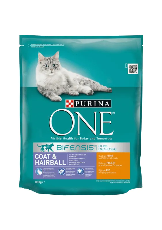 Purina ONE Bifensis Coat &amp; Hairball Chicken, Dry food for cats, Adult, 800g