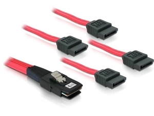 Multilane SAS-kabel SFF8087 till 4xSATA 7-pin, 1 m