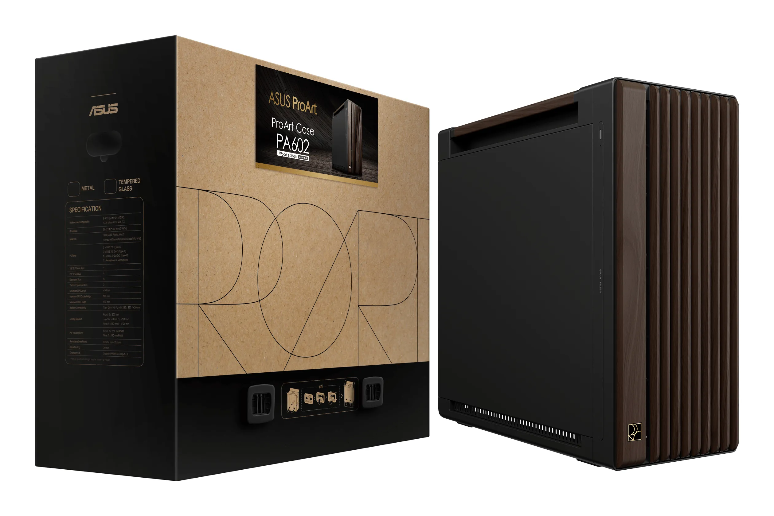 ASUS ProArt PA602 Wood Edition -miditornikotelo, musta, puu