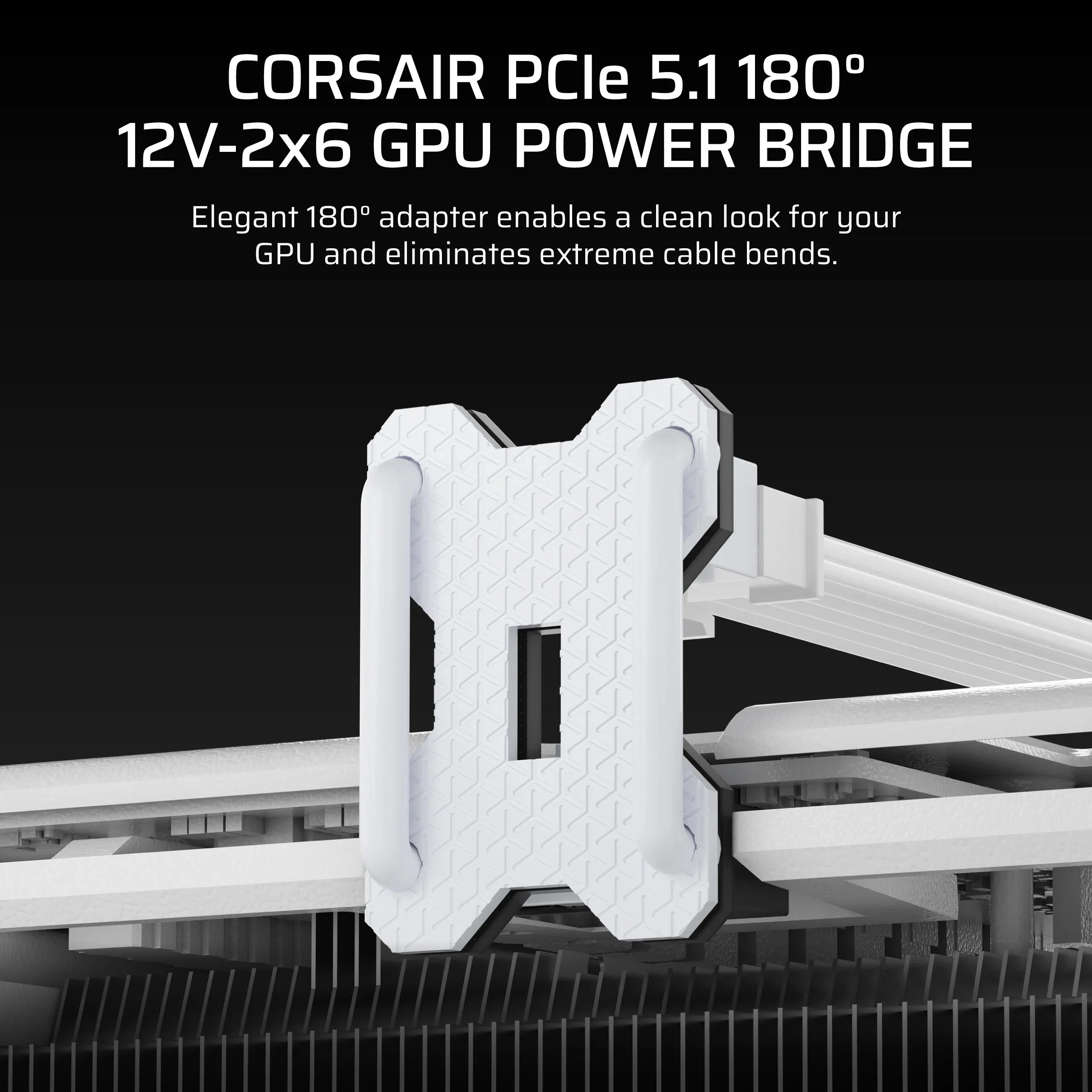 CORSAIR PCIe 5.1 180&deg; 12V-2x6 Style B, GPU Power Bridge, White