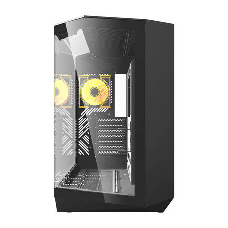 DARKFLASH DY470 Full-Tower Case with window and RGB lighting, Black