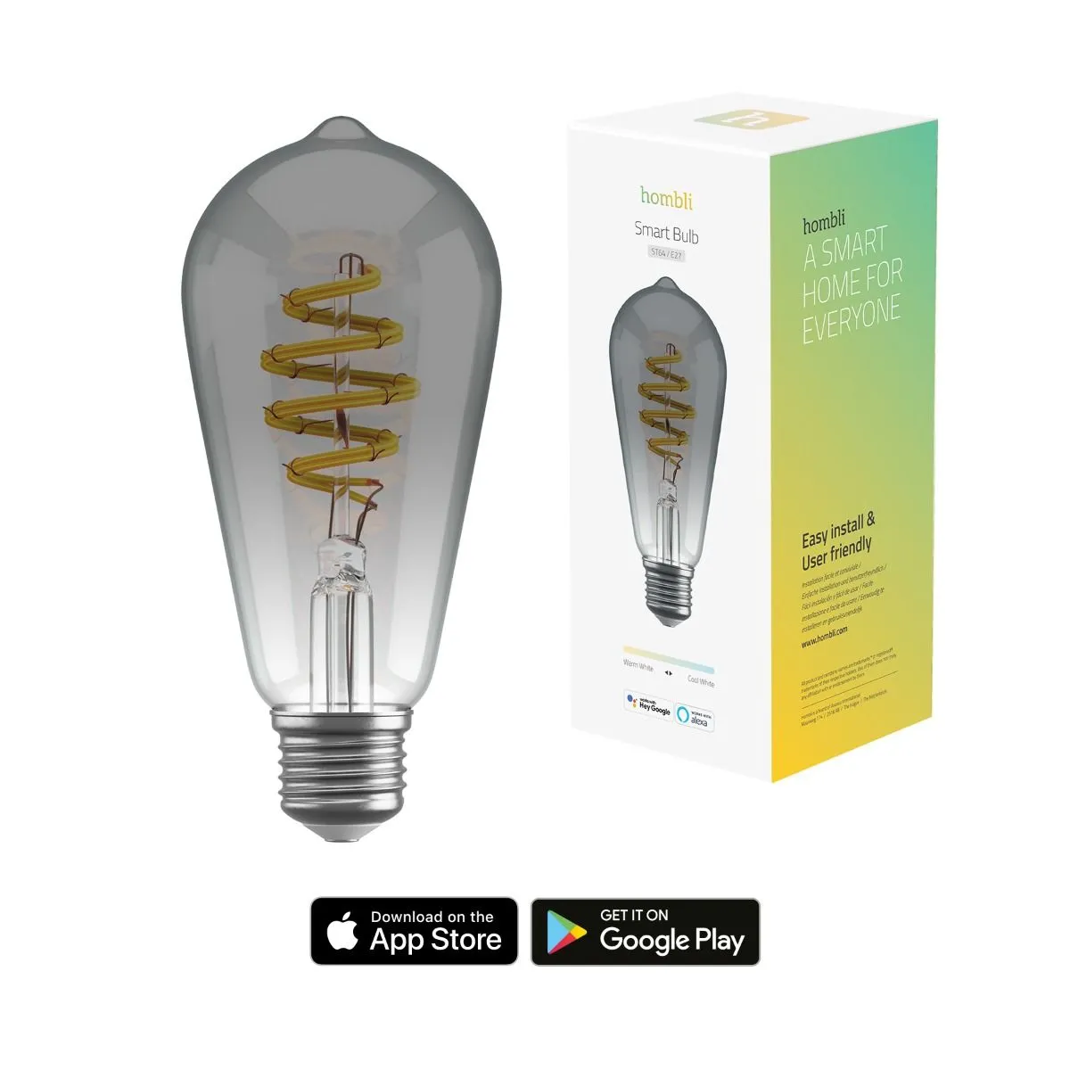 Hombli Smart Bulb ST64 CCT Filament (E27), Smokey
