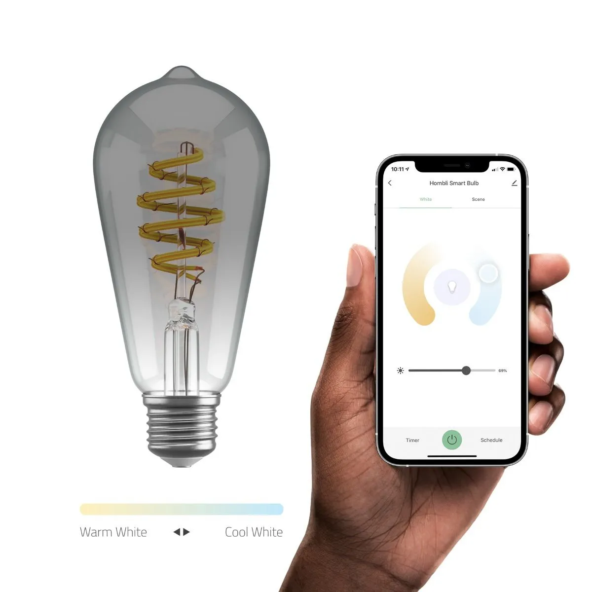 Hombli Smart Bulb ST64 CCT Filament (E27), Smokey