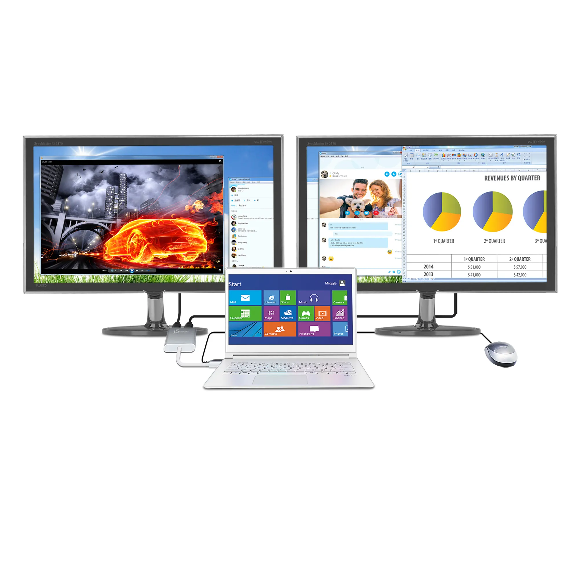 J5 Create USB 3.0 to Dual HDMI Multi-Monitor Adapter - adapter, Grey