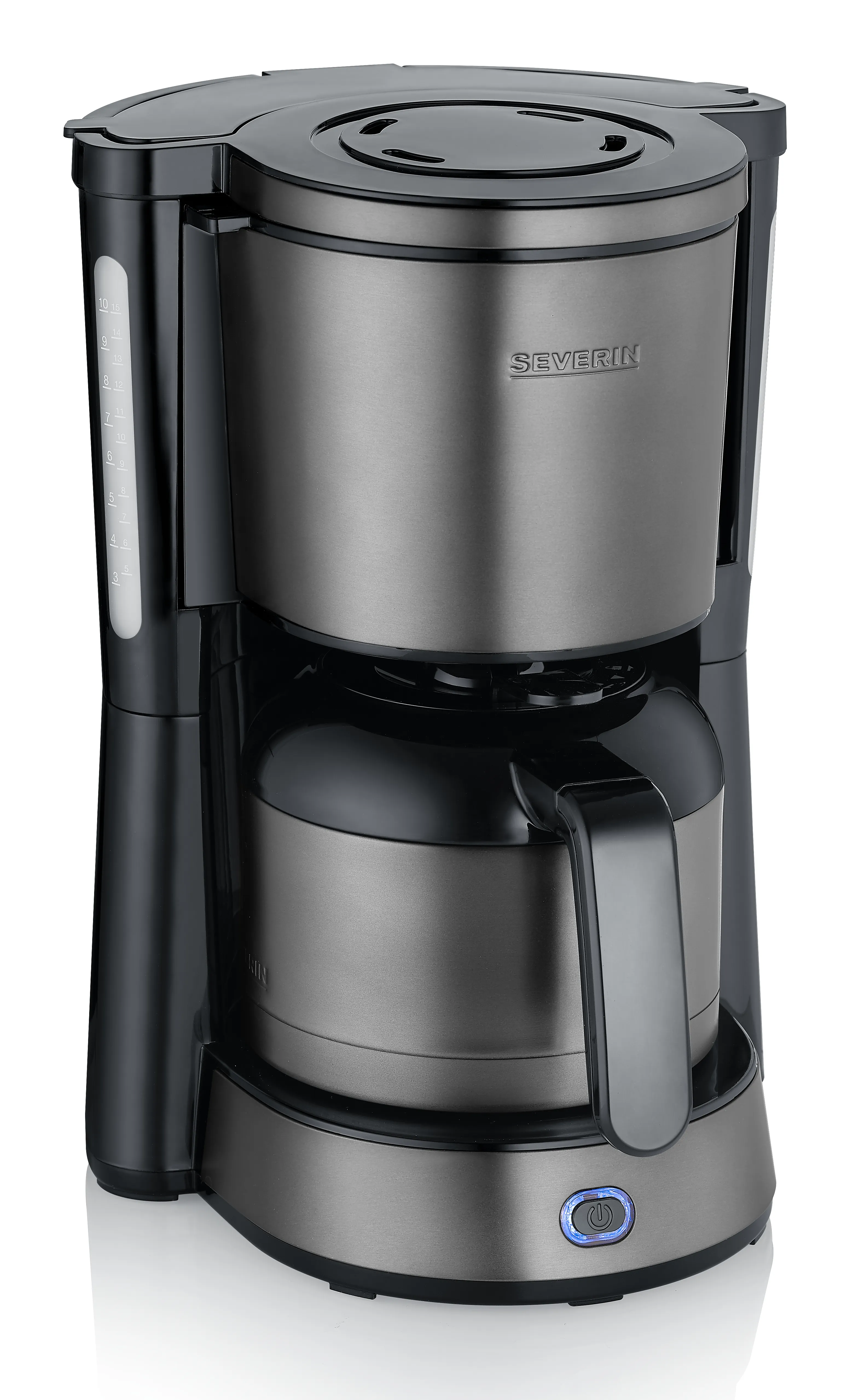 SEVERIN KA9343 8 koppar kaffebryggare med termoskanna, svart, rostfritt st&aring;l