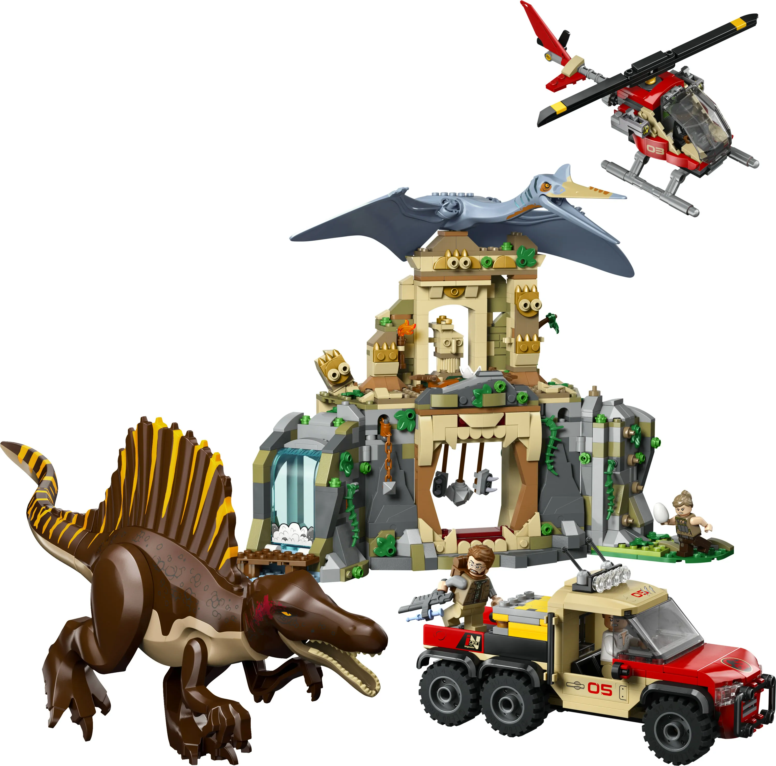 LEGO Jurassic World Spinosaurus och Quetzalcoatlus flykt i luften 76976