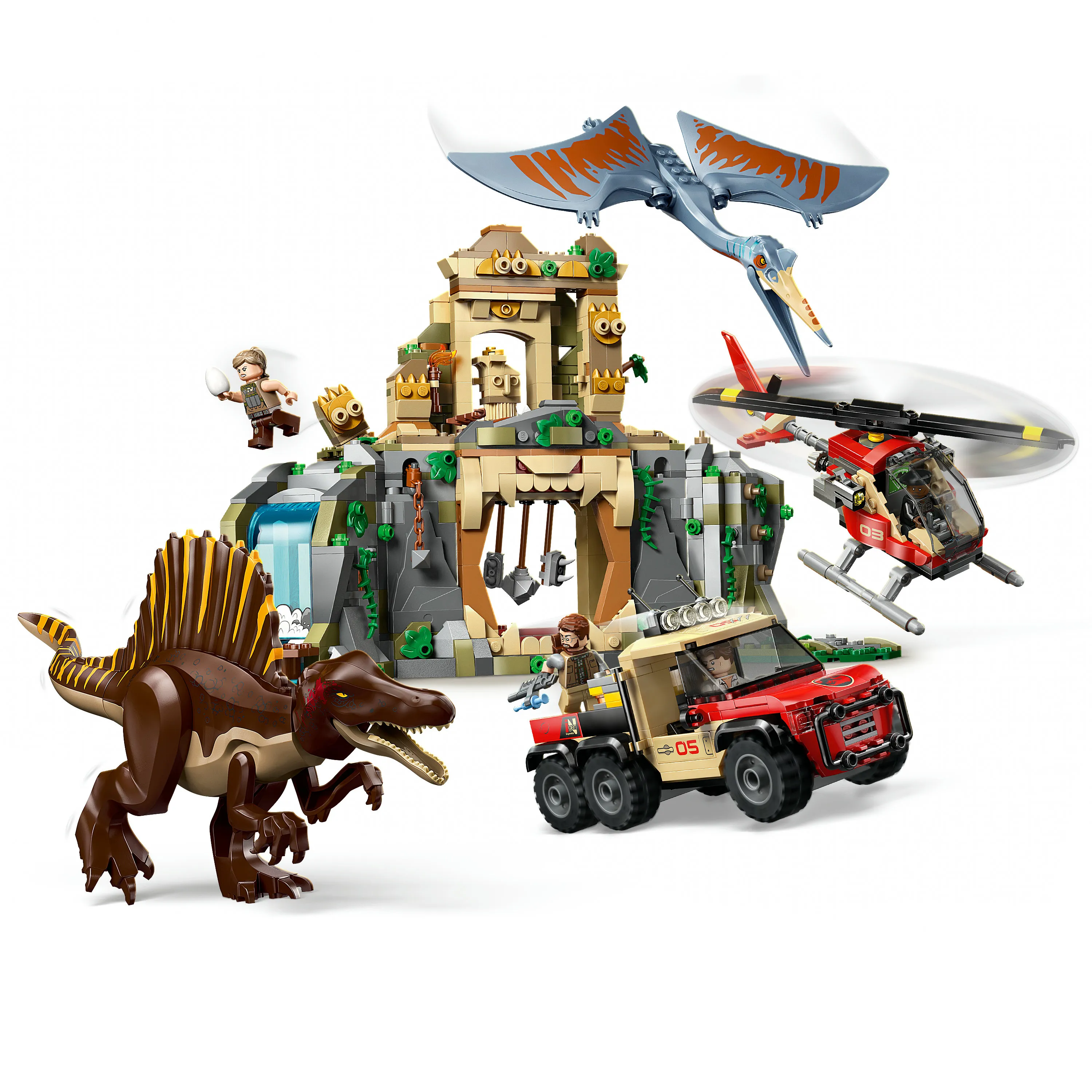 LEGO Jurassic World Spinosaurus och Quetzalcoatlus flykt i luften 76976