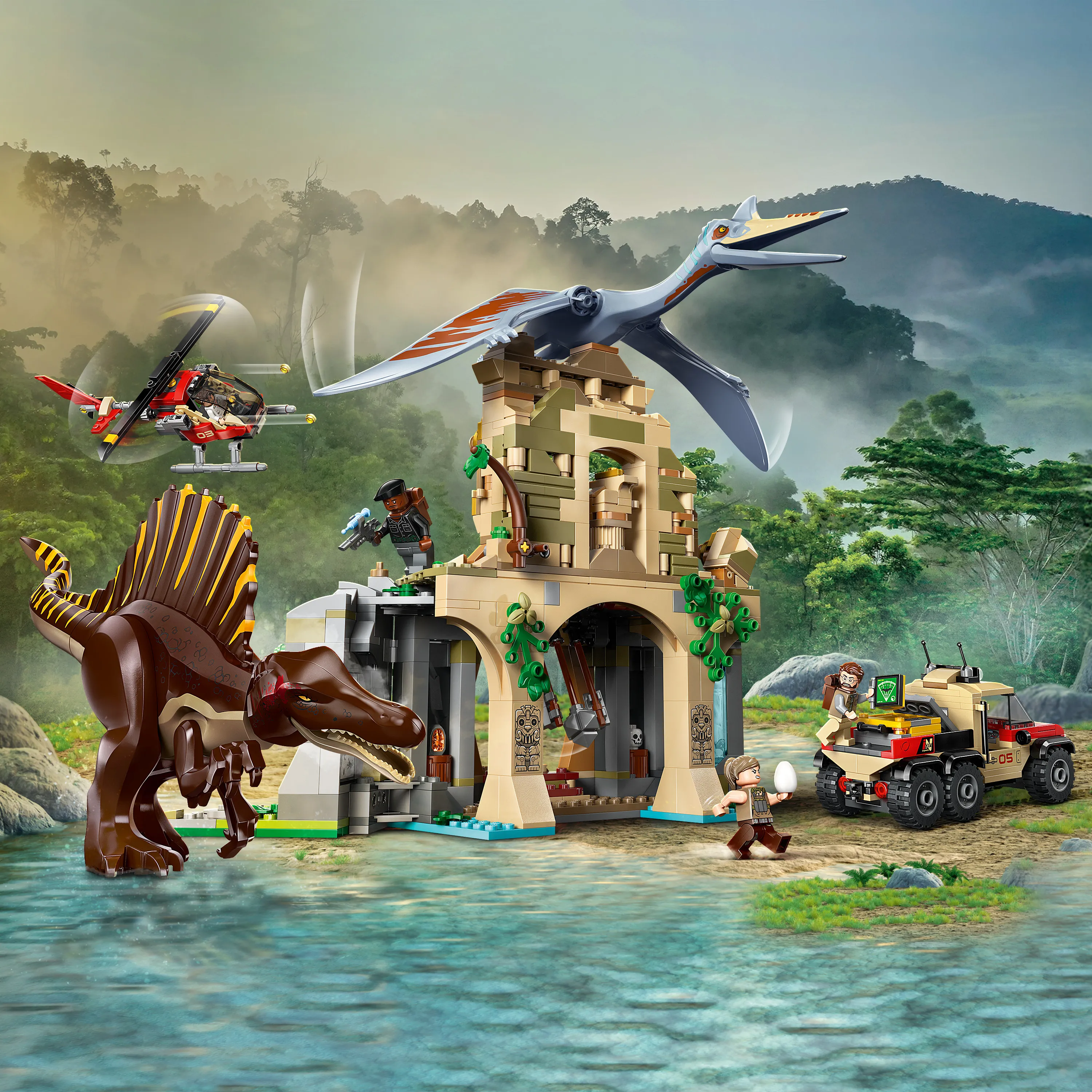 LEGO Jurassic World Spinosaurus och Quetzalcoatlus flykt i luften 76976