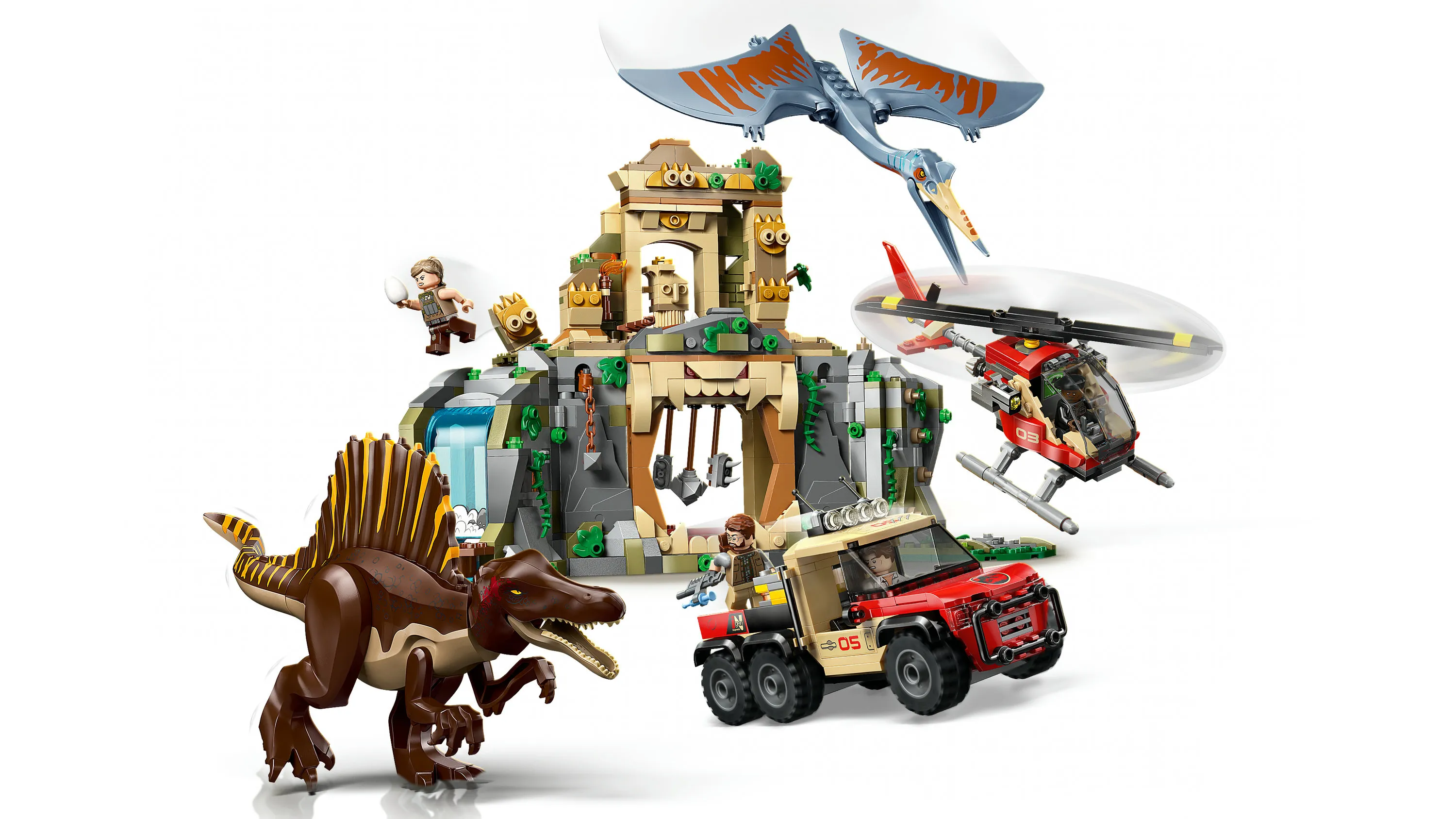 LEGO Jurassic World Spinosaurus och Quetzalcoatlus flykt i luften 76976