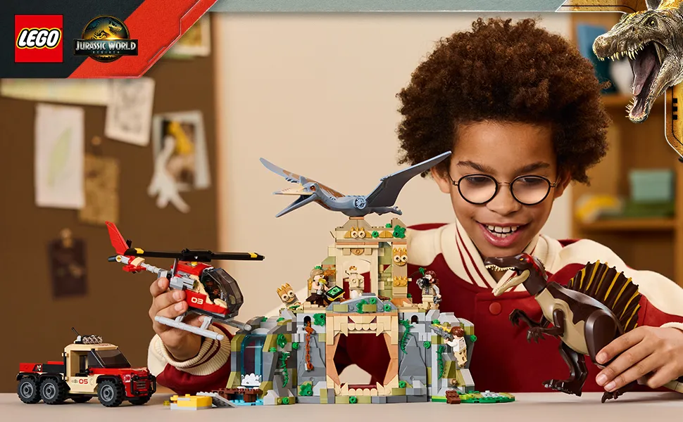 LEGO Jurassic World Spinosaurus och Quetzalcoatlus flykt i luften 76976