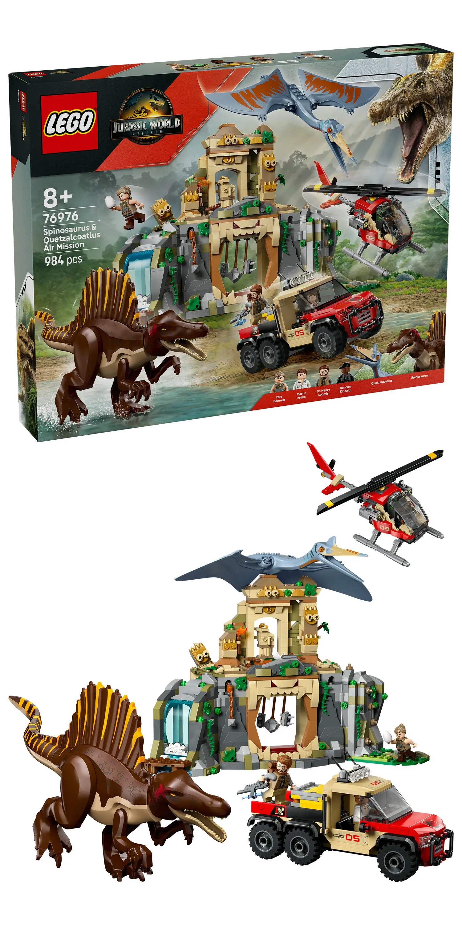 LEGO Jurassic World Spinosaurus och Quetzalcoatlus flykt i luften 76976