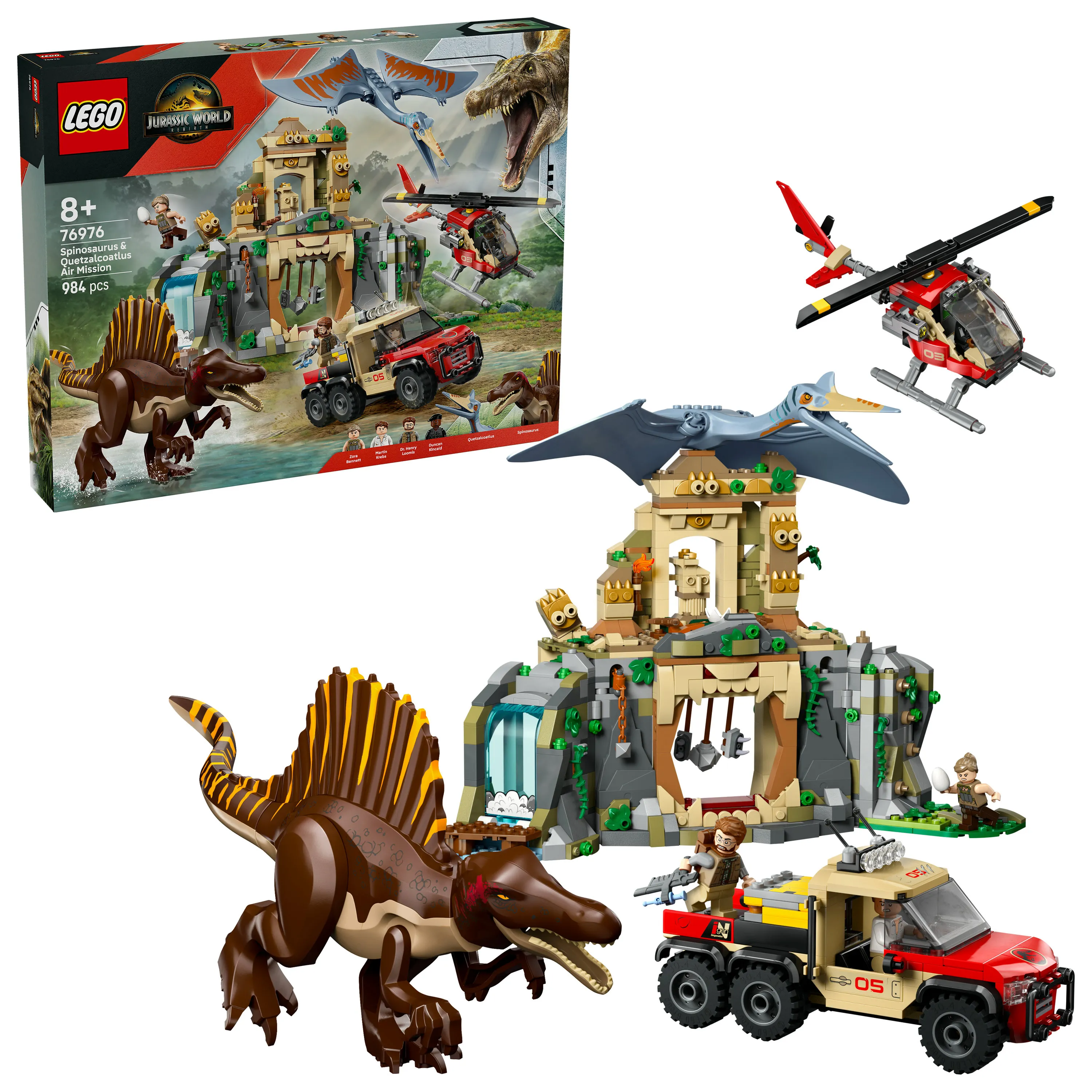 LEGO Jurassic World Spinosaurus och Quetzalcoatlus flykt i luften 76976
