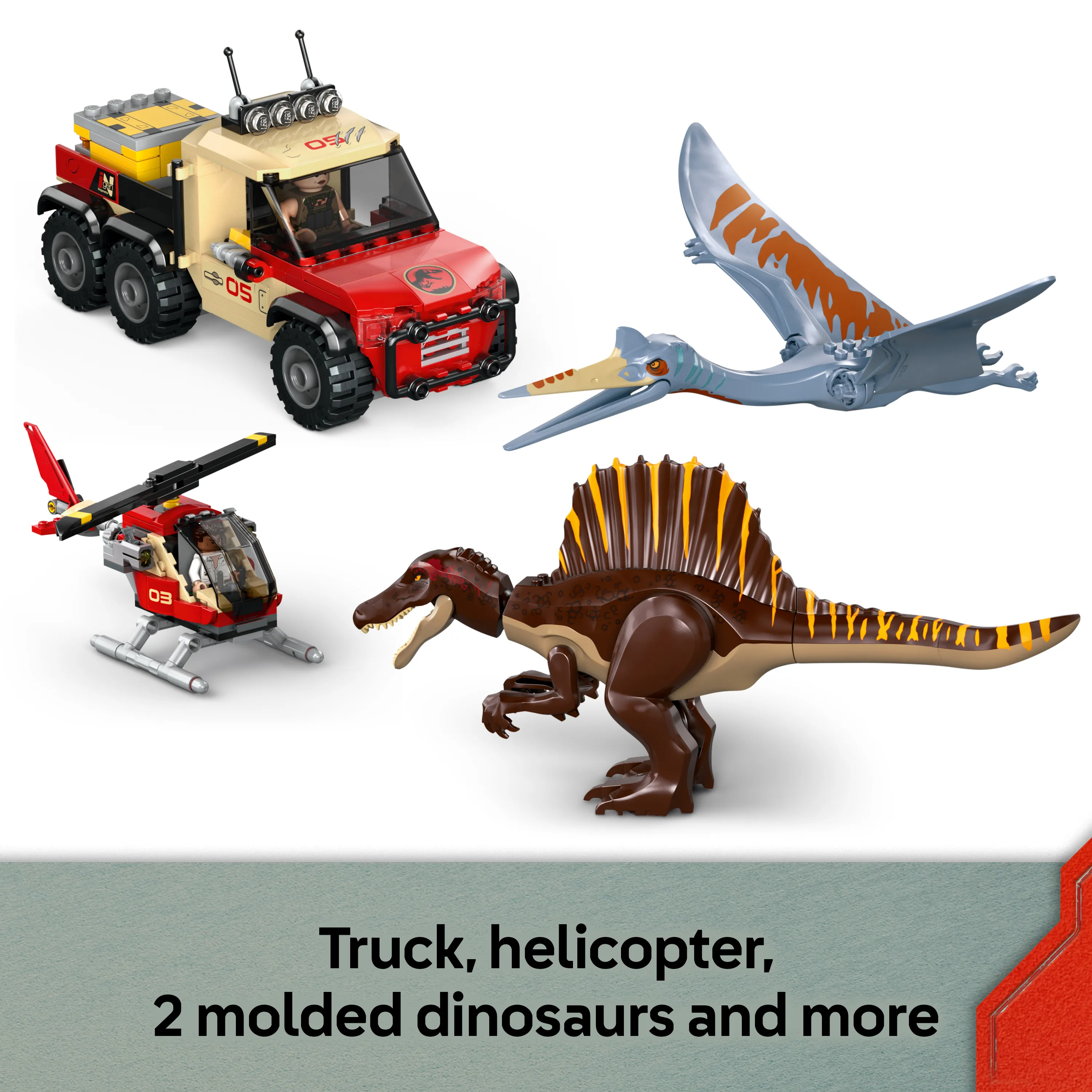 LEGO Jurassic World Spinosaurus och Quetzalcoatlus flykt i luften 76976